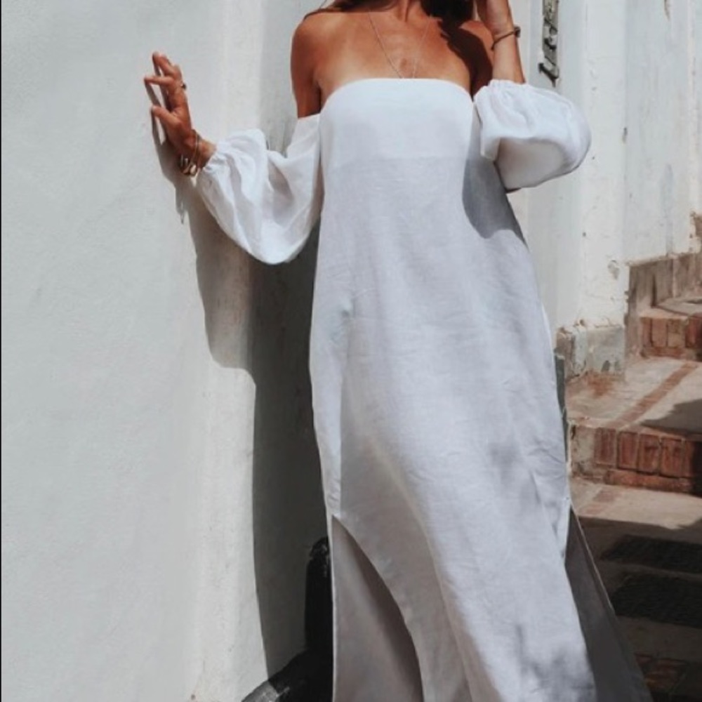 Beautiful casual or dressy white linen dress